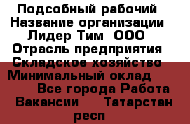 Подсобный рабочий › Название организации ­ Лидер Тим, ООО › Отрасль предприятия ­ Складское хозяйство › Минимальный оклад ­ 15 000 - Все города Работа » Вакансии   . Татарстан респ.